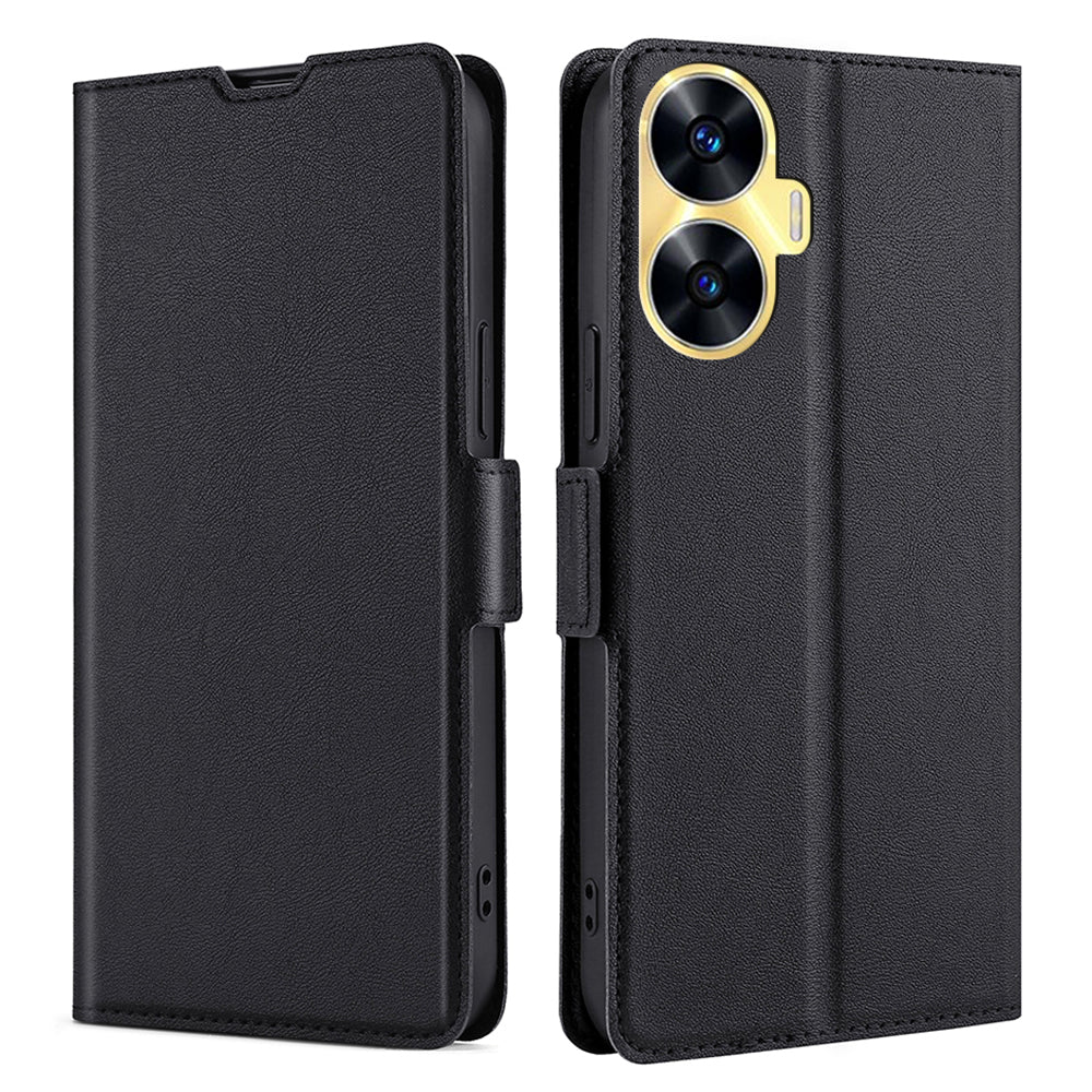 Shockproof Phone Case for Realme C55 PU Leather Anti-Drop Flip Stand Cover with Card Slot