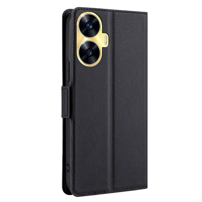 Shockproof Phone Case for Realme C55 PU Leather Anti-Drop Flip Stand Cover with Card Slot