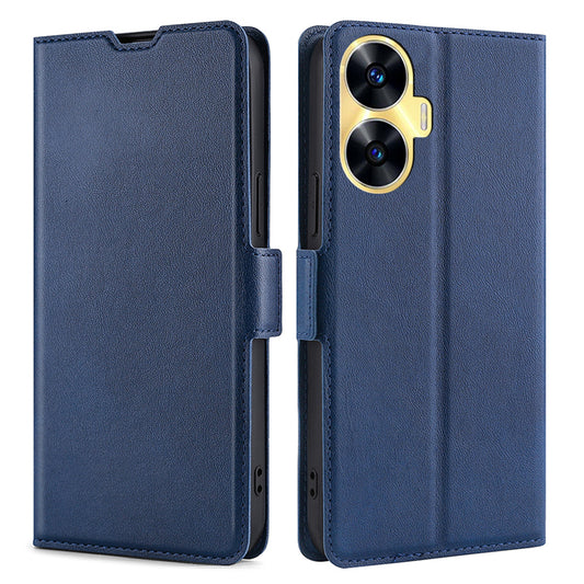 Shockproof Phone Case for Realme C55 PU Leather Anti-Drop Flip Stand Cover with Card Slot