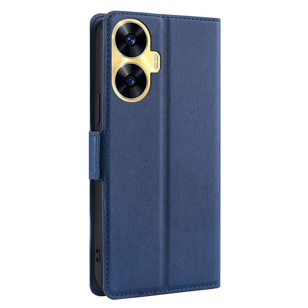 Shockproof Phone Case for Realme C55 PU Leather Anti-Drop Flip Stand Cover with Card Slot