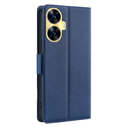 Shockproof Phone Case for Realme C55 PU Leather Anti-Drop Flip Stand Cover with Card Slot