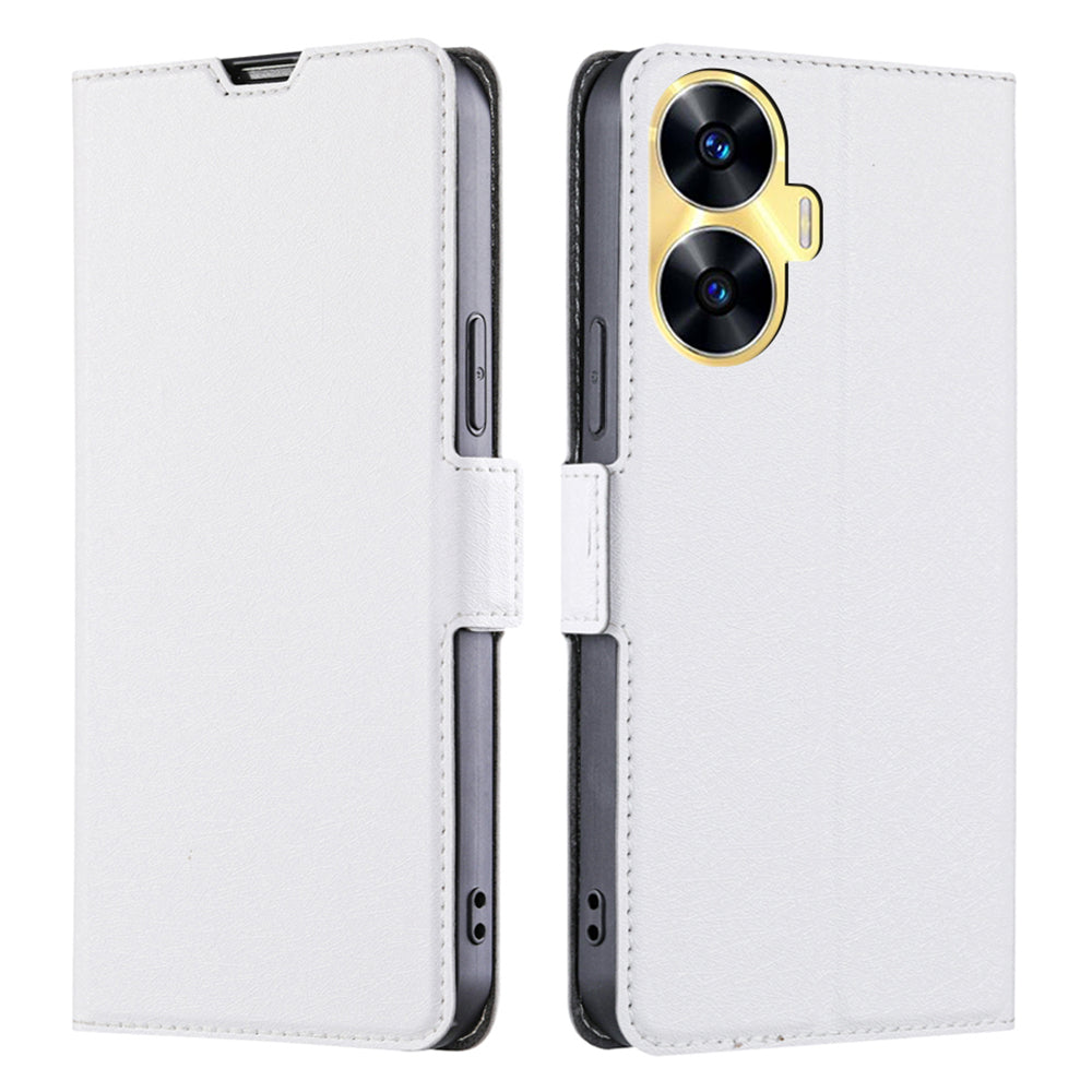 Shockproof Phone Case for Realme C55 PU Leather Anti-Drop Flip Stand Cover with Card Slot