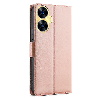 Shockproof Phone Case for Realme C55 PU Leather Anti-Drop Flip Stand Cover with Card Slot