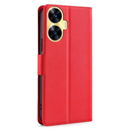 Shockproof Phone Case for Realme C55 PU Leather Anti-Drop Flip Stand Cover with Card Slot
