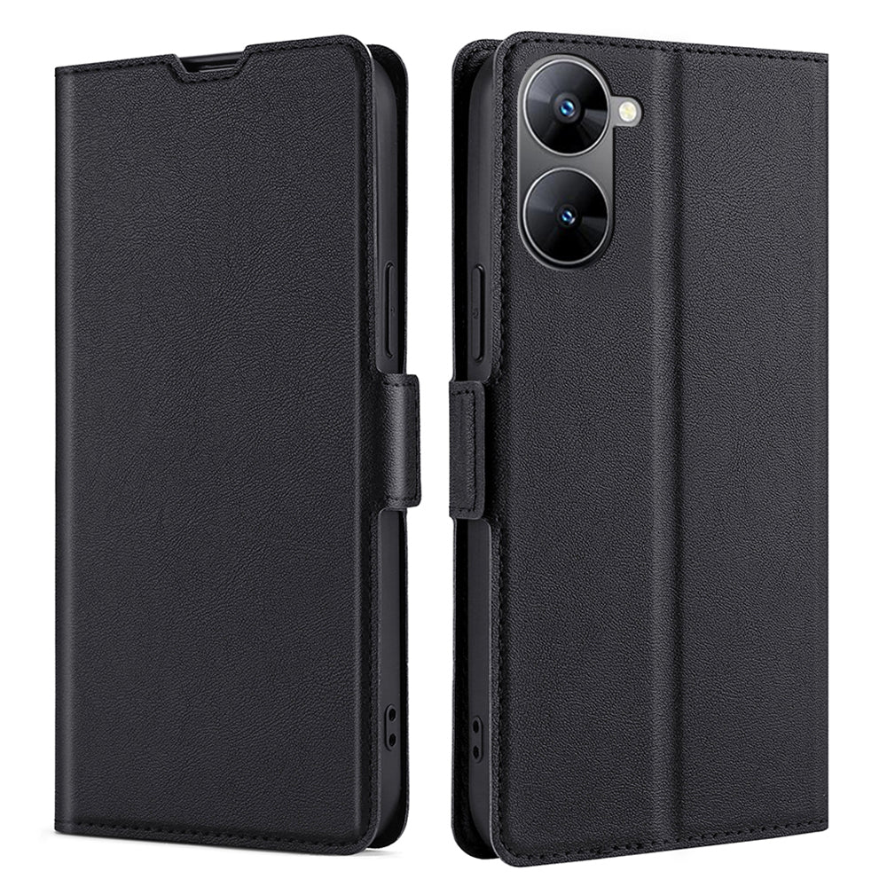Phone Case for Realme V30 5G / V30t Shockproof PU Leather Flip Stand Card Slot Protective Cover