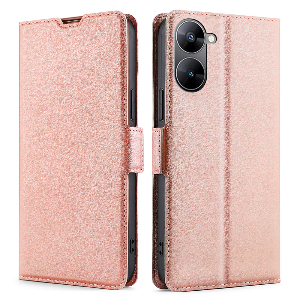 Phone Case for Realme V30 5G / V30t Shockproof PU Leather Flip Stand Card Slot Protective Cover