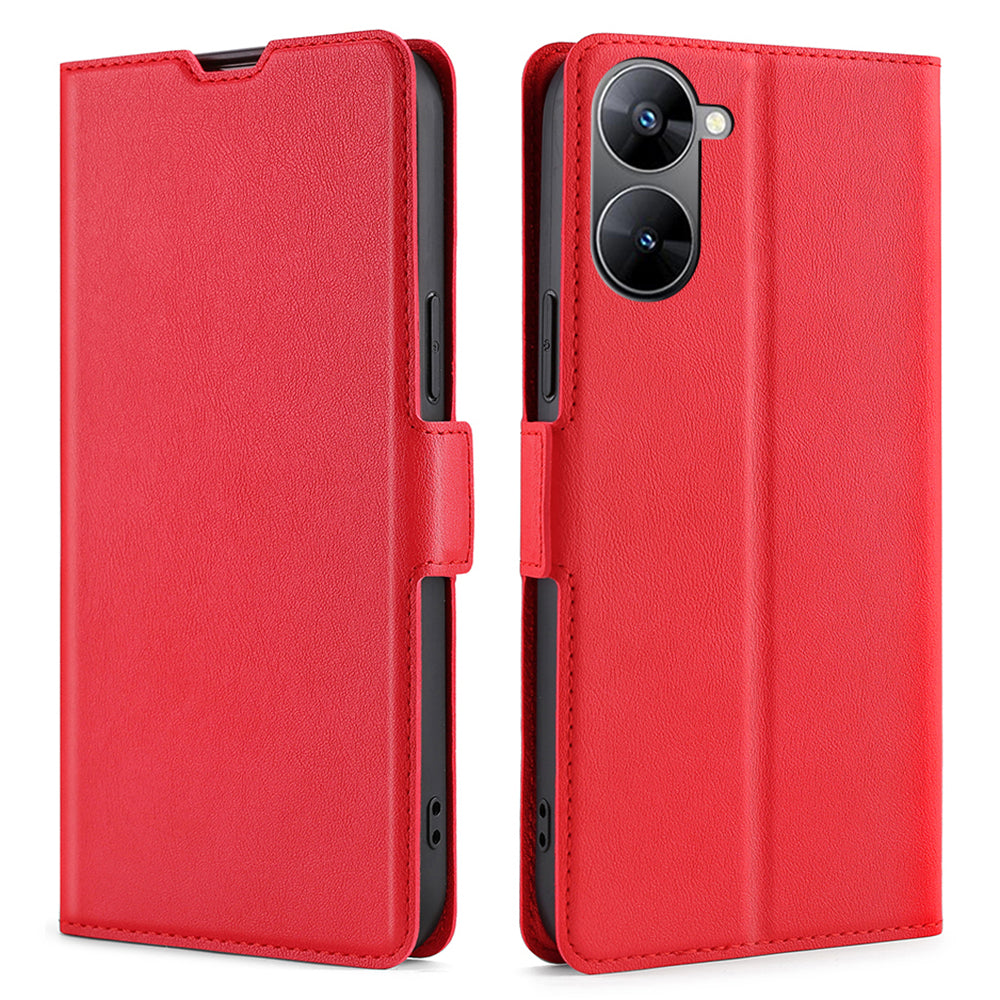 Phone Case for Realme V30 5G / V30t Shockproof PU Leather Flip Stand Card Slot Protective Cover