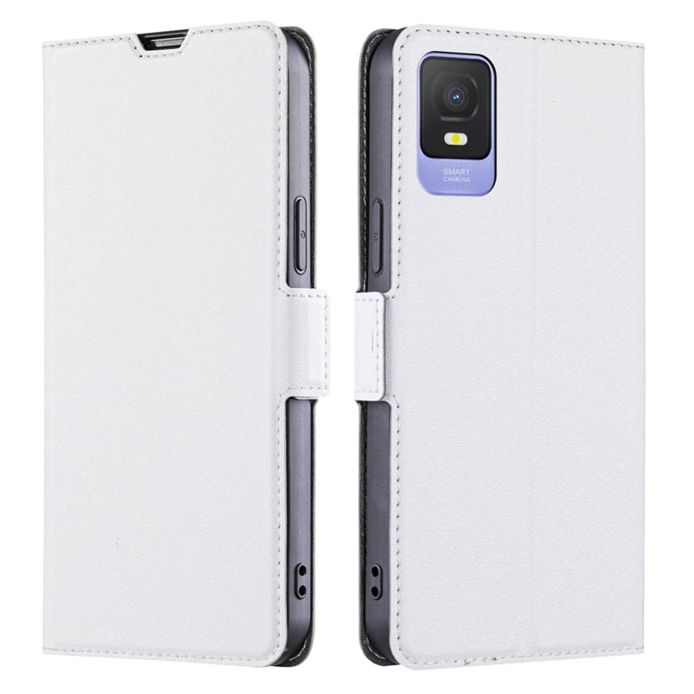 Card Slot Phone Case for TCL 403 PU Leather Flip Stand Shockproof Protective Cover
