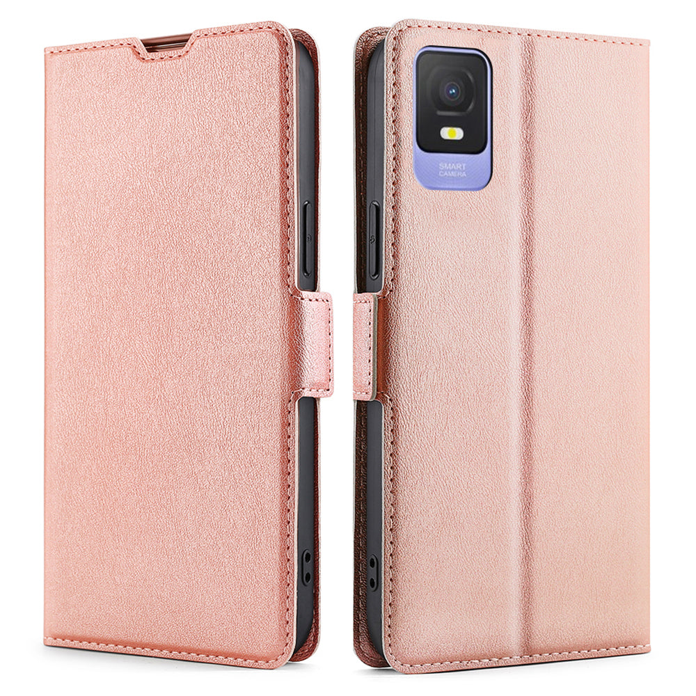 Card Slot Phone Case for TCL 403 PU Leather Flip Stand Shockproof Protective Cover
