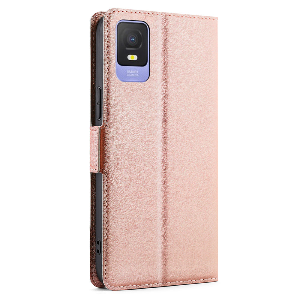 Card Slot Phone Case for TCL 403 PU Leather Flip Stand Shockproof Protective Cover