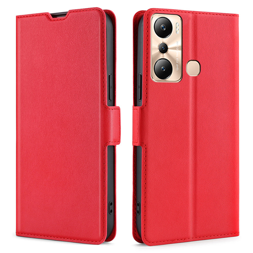 Card Slot Phone Case for Infinix Hot 20i 4G Shockproof PU Leather Flip Stand Protective Cover