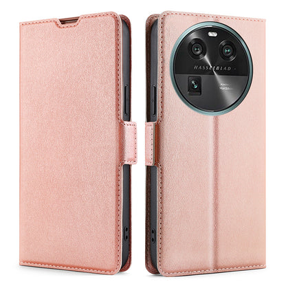 For Oppo Find X6 Fall-proof PU Leather Card Slot Phone Flip Case Stand Protective Cover
