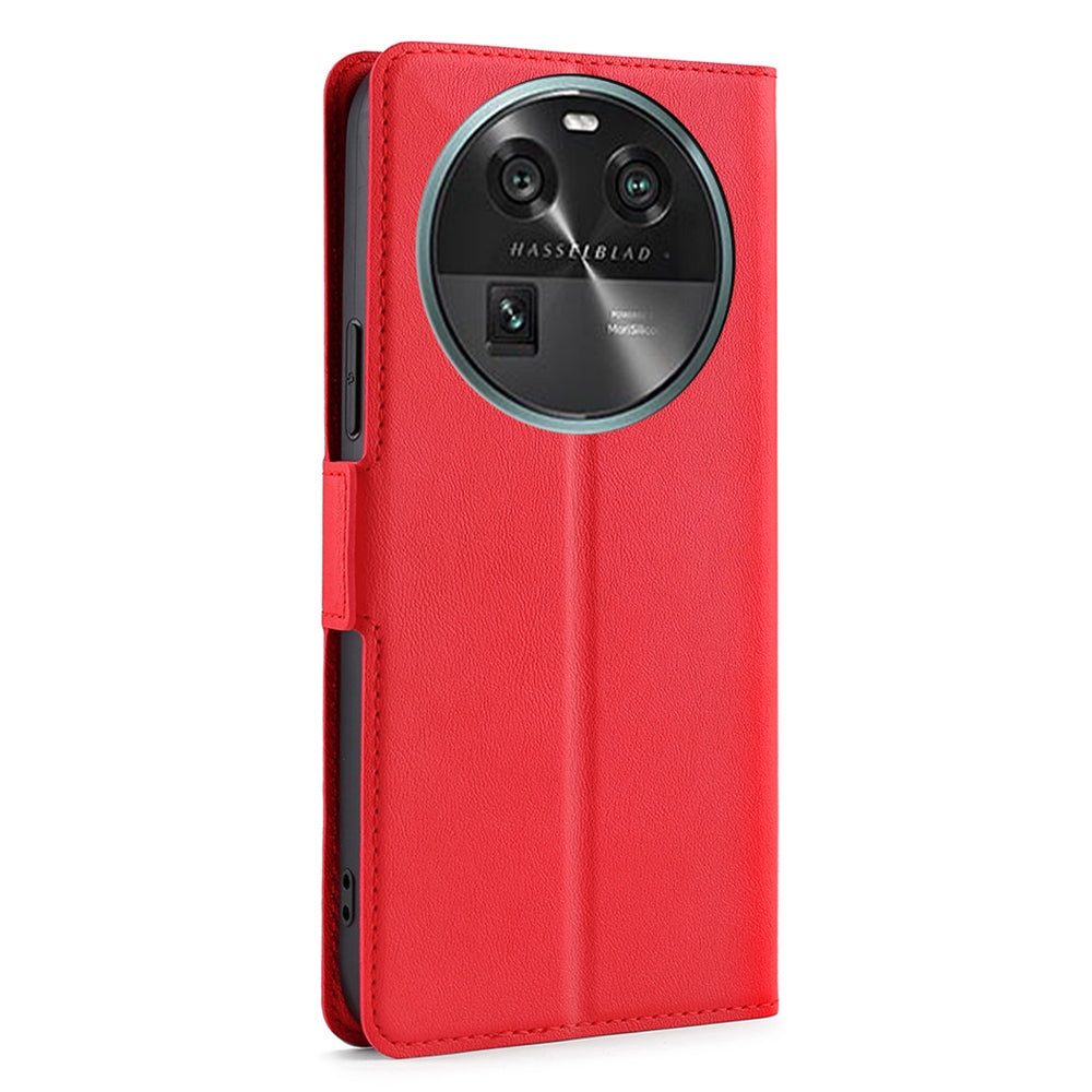 For Oppo Find X6 Fall-proof PU Leather Card Slot Phone Flip Case Stand Protective Cover