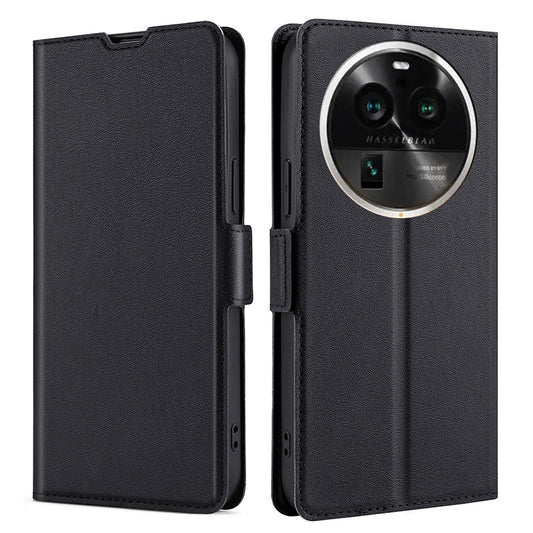 For Oppo Find X6 Pro Fall-proof Card Slot Phone Flip Case Stand PU Leather Protective Cover