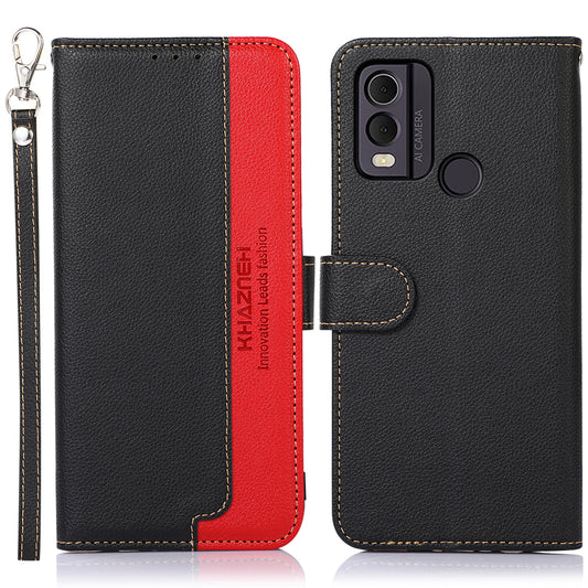 KHAZNEH For Nokia C22 RFID Blocking PU Leather Phone Case Litchi Texture Wallet Stand Cover