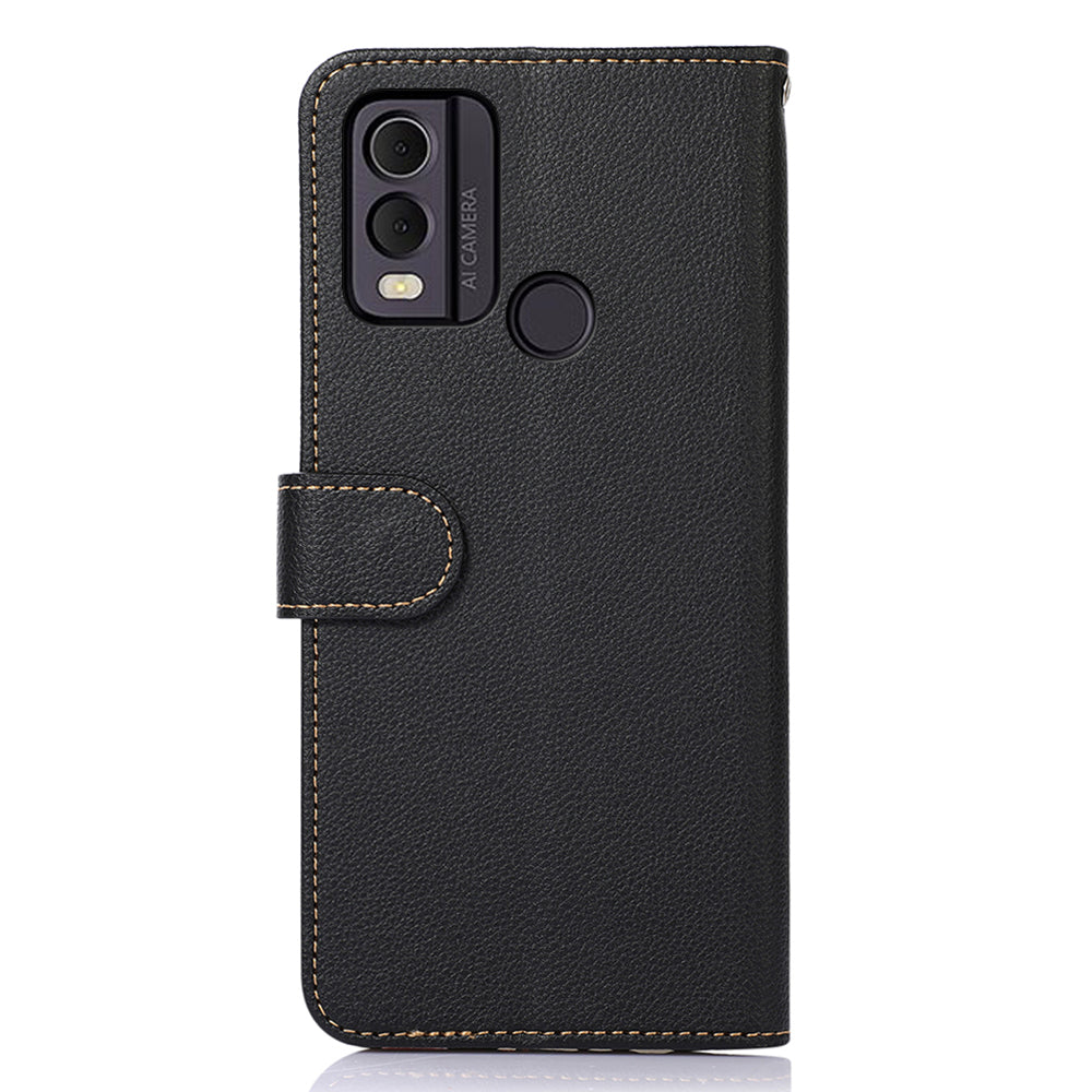 KHAZNEH For Nokia C22 RFID Blocking PU Leather Phone Case Litchi Texture Wallet Stand Cover