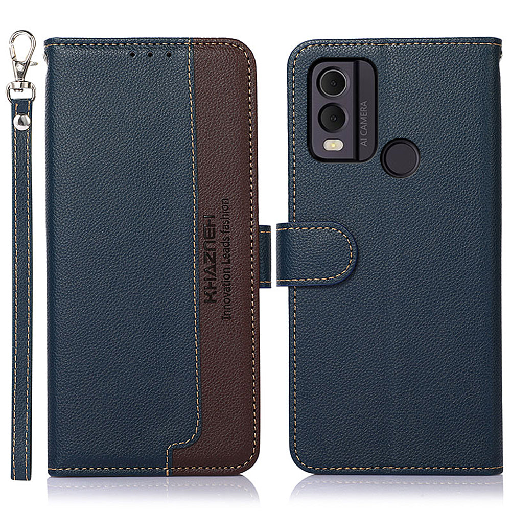 KHAZNEH For Nokia C22 RFID Blocking PU Leather Phone Case Litchi Texture Wallet Stand Cover