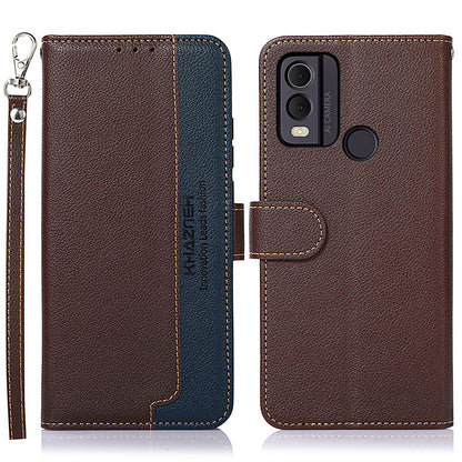 KHAZNEH For Nokia C22 RFID Blocking PU Leather Phone Case Litchi Texture Wallet Stand Cover