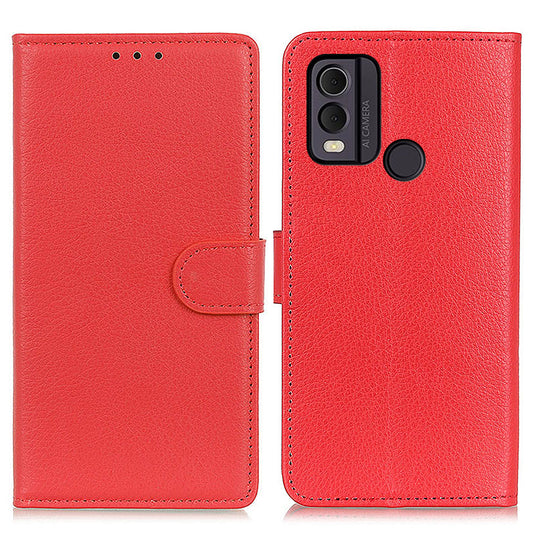 For Nokia C22 Litchi Texture Leather Wallet Phone Case Flip Stand Drop-proof Cover