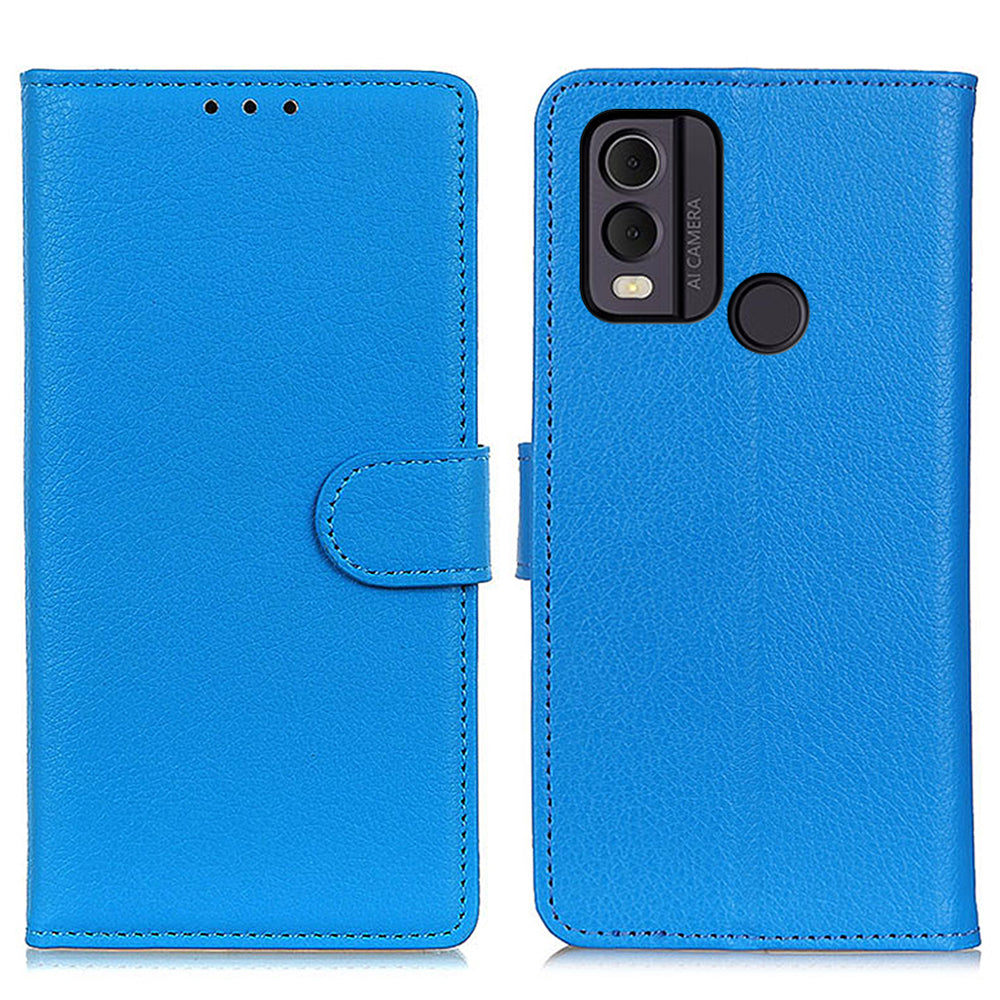 For Nokia C22 Litchi Texture Leather Wallet Phone Case Flip Stand Drop-proof Cover
