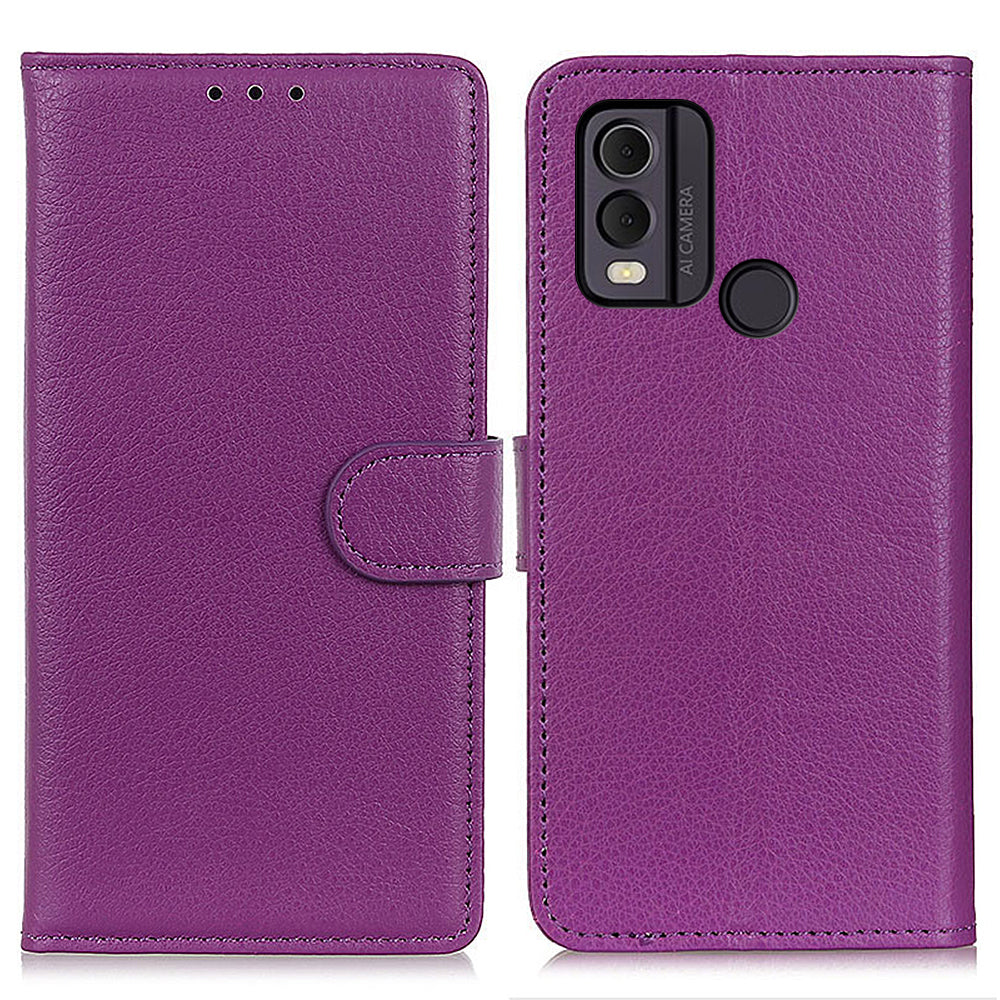 For Nokia C22 Litchi Texture Leather Wallet Phone Case Flip Stand Drop-proof Cover