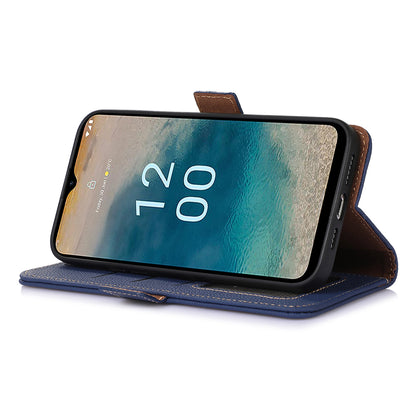 For Nokia C22 Genuine Cow Leather Flip Phone Case Wallet RFID Blocking Stand Cover