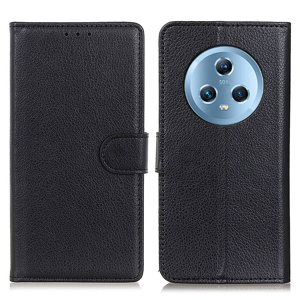 For Honor Magic5 Litchi Texture Anti-drop Phone Case Flip Stand Leather Wallet Cover