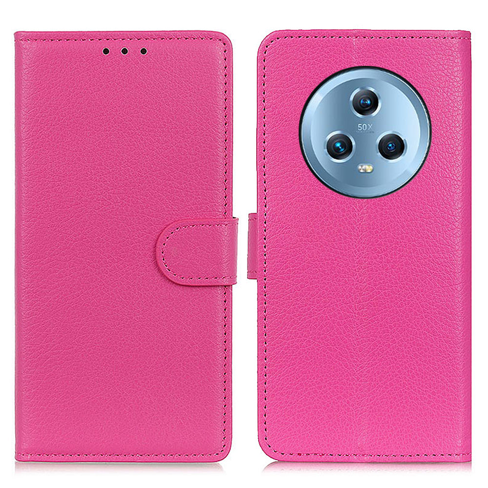 For Honor Magic5 Litchi Texture Anti-drop Phone Case Flip Stand Leather Wallet Cover