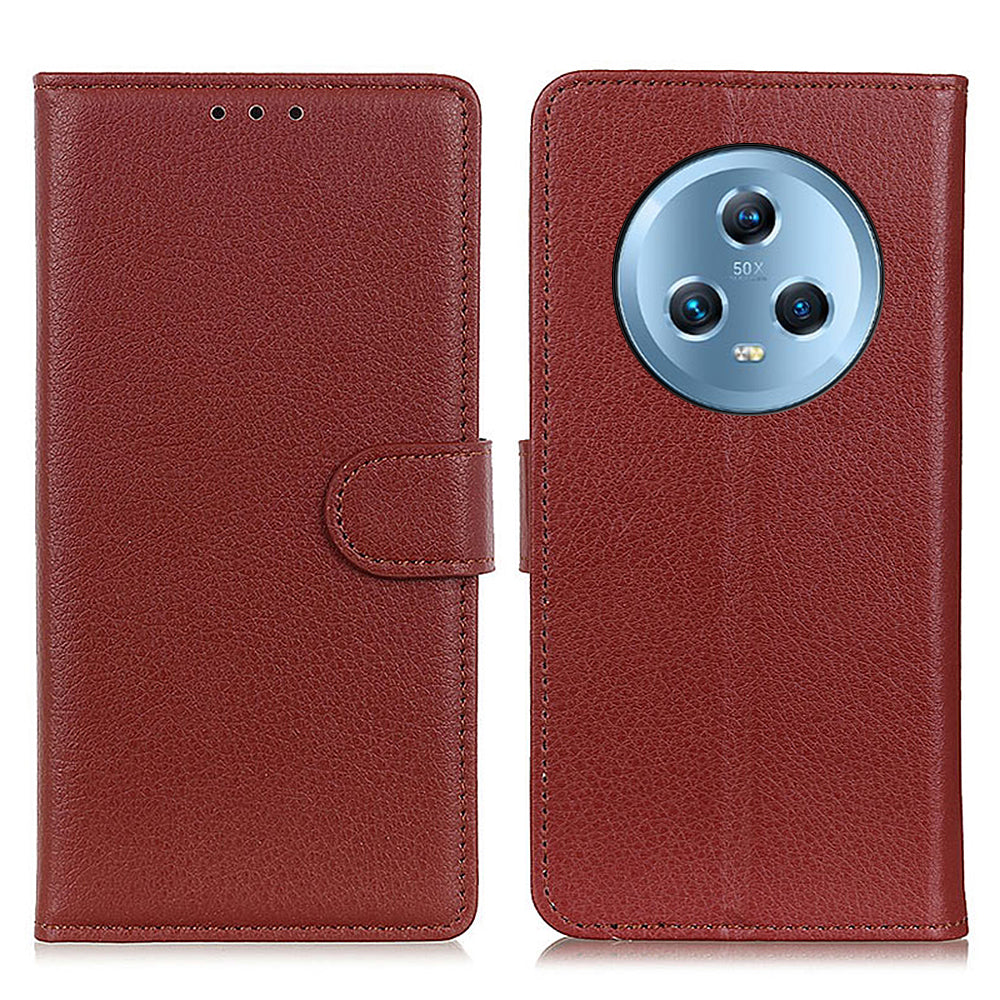 For Honor Magic5 Litchi Texture Anti-drop Phone Case Flip Stand Leather Wallet Cover