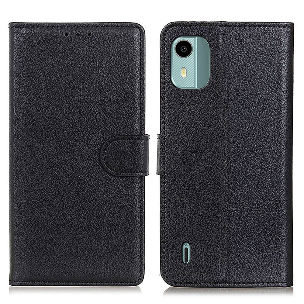 For Nokia C12 4G / C12 Plus / C12 Pro Litchi Texture Leather Wallet Mobile Case Flip Stand Drop-proof Phone Cover