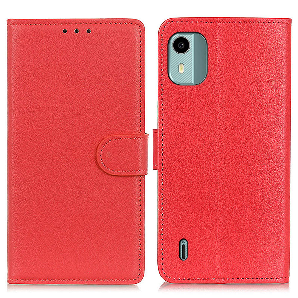 For Nokia C12 4G / C12 Plus / C12 Pro Litchi Texture Leather Wallet Mobile Case Flip Stand Drop-proof Phone Cover