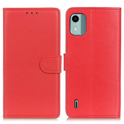 For Nokia C12 4G / C12 Plus / C12 Pro Litchi Texture Leather Wallet Mobile Case Flip Stand Drop-proof Phone Cover