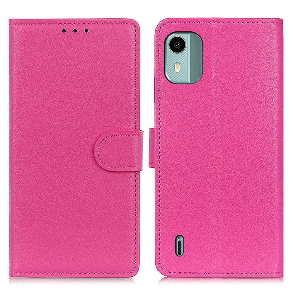 For Nokia C12 4G / C12 Plus / C12 Pro Litchi Texture Leather Wallet Mobile Case Flip Stand Drop-proof Phone Cover