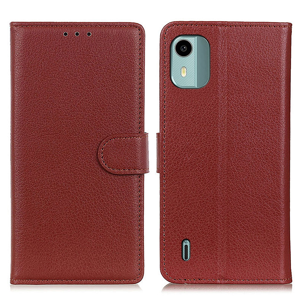 For Nokia C12 4G / C12 Plus / C12 Pro Litchi Texture Leather Wallet Mobile Case Flip Stand Drop-proof Phone Cover