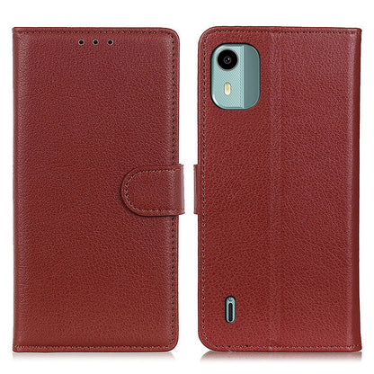 For Nokia C12 4G / C12 Plus / C12 Pro Litchi Texture Leather Wallet Mobile Case Flip Stand Drop-proof Phone Cover