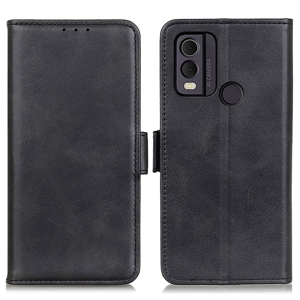 For Nokia C22 Phone Leather Case Cowhide Texture Stand Wallet Protective Cover