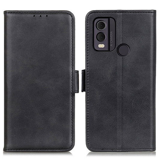 For Nokia C22 Phone Leather Case Cowhide Texture Stand Wallet Protective Cover