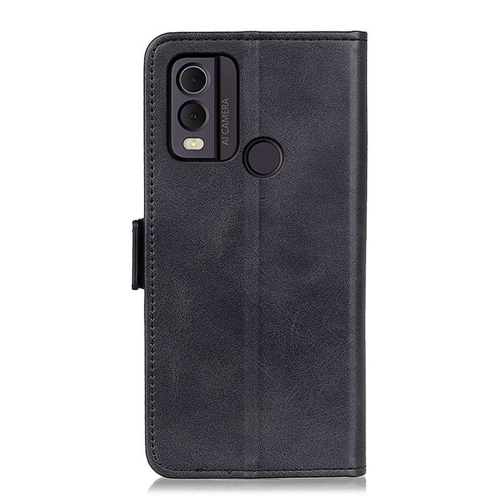 For Nokia C22 Phone Leather Case Cowhide Texture Stand Wallet Protective Cover