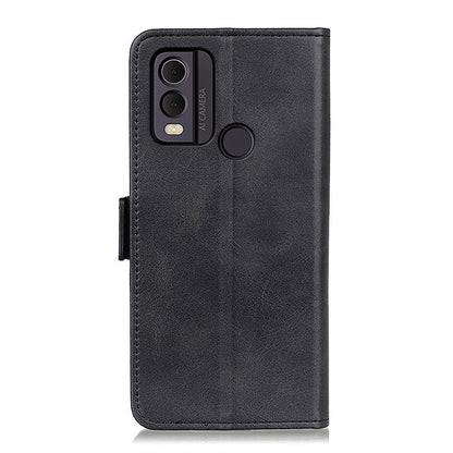 For Nokia C22 Phone Leather Case Cowhide Texture Stand Wallet Protective Cover