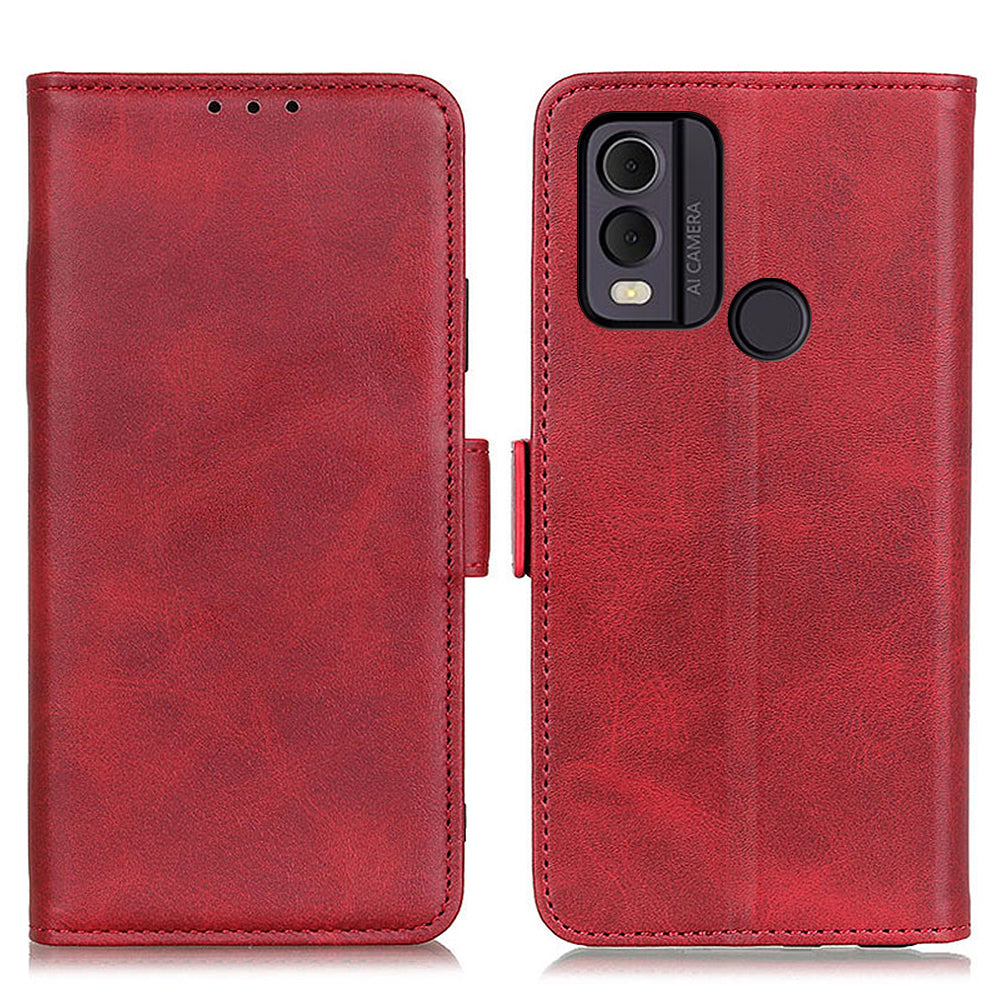 For Nokia C22 Phone Leather Case Cowhide Texture Stand Wallet Protective Cover