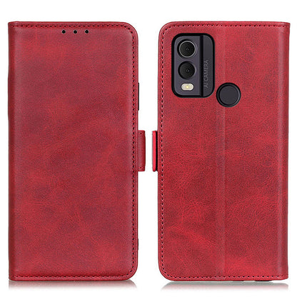 For Nokia C22 Phone Leather Case Cowhide Texture Stand Wallet Protective Cover