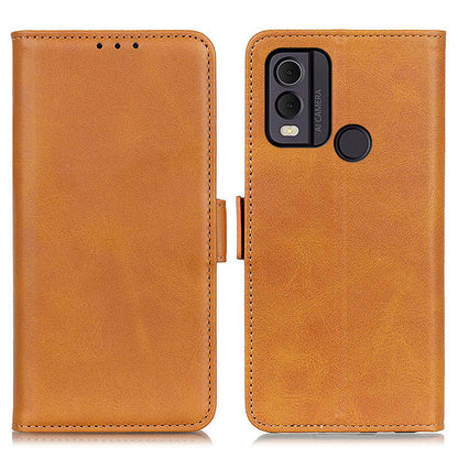 For Nokia C22 Phone Leather Case Cowhide Texture Stand Wallet Protective Cover