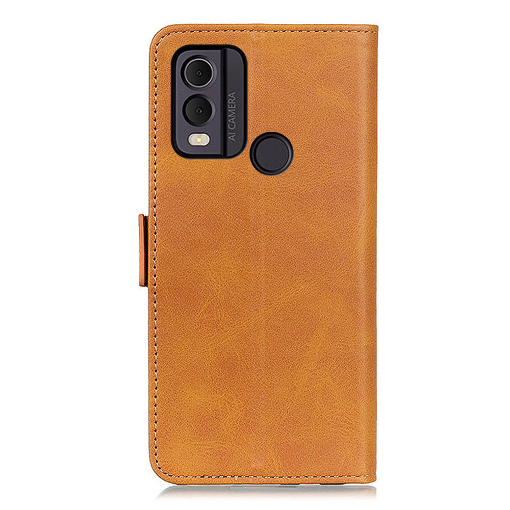 For Nokia C22 Phone Leather Case Cowhide Texture Stand Wallet Protective Cover