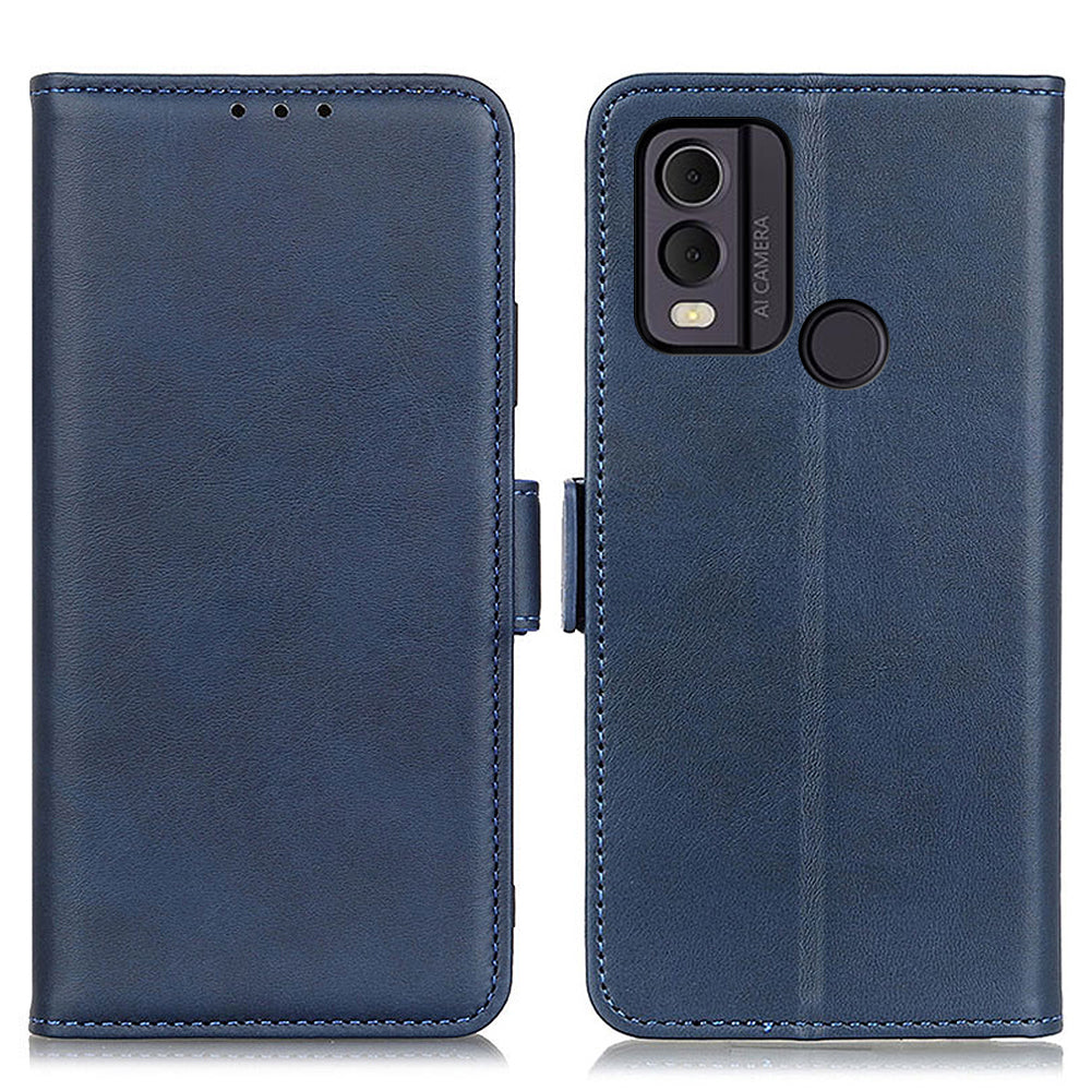 For Nokia C22 Phone Leather Case Cowhide Texture Stand Wallet Protective Cover