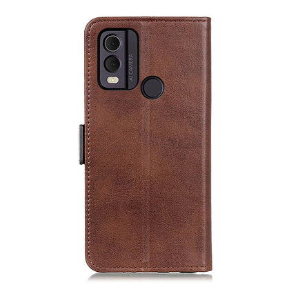 For Nokia C22 Phone Leather Case Cowhide Texture Stand Wallet Protective Cover