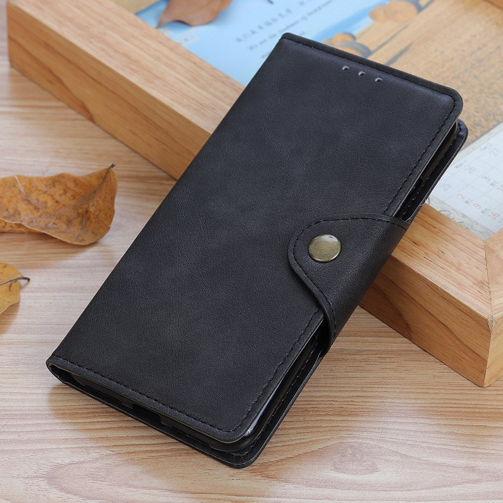 For Nokia C22 PU Leather Wallet Phone Case Brass Buckle Phone Cover with Stand