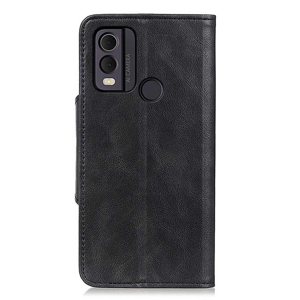 For Nokia C22 PU Leather Wallet Phone Case Brass Buckle Phone Cover with Stand