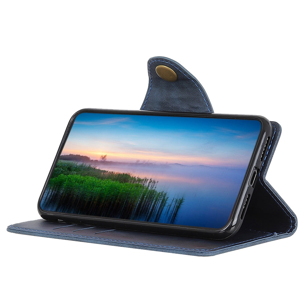 For Nokia C22 PU Leather Wallet Phone Case Brass Buckle Phone Cover with Stand