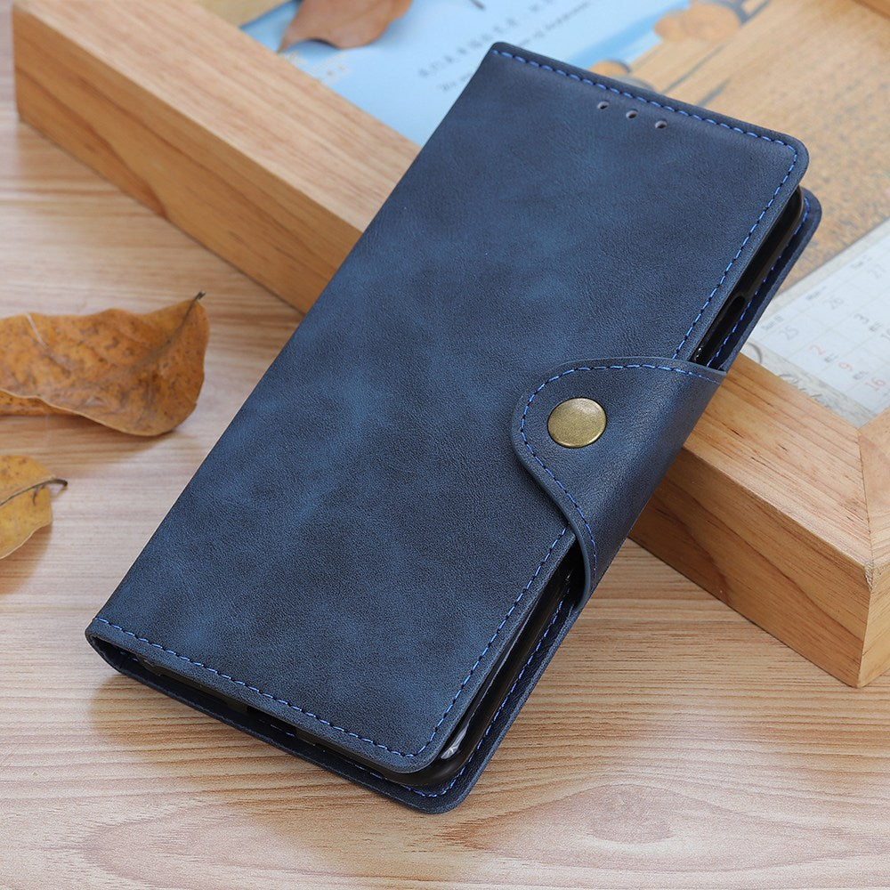 For Nokia C22 PU Leather Wallet Phone Case Brass Buckle Phone Cover with Stand
