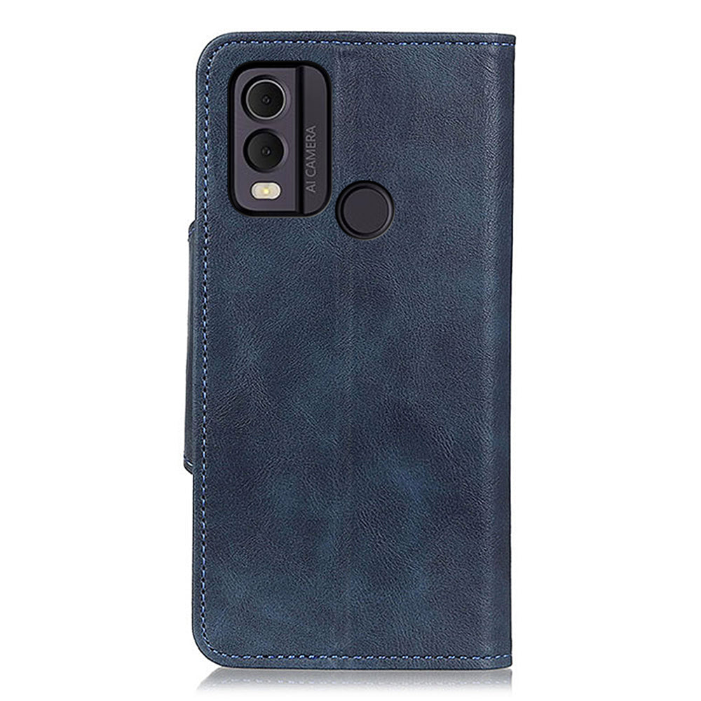 For Nokia C22 PU Leather Wallet Phone Case Brass Buckle Phone Cover with Stand